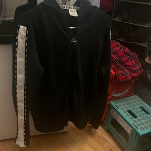 Hoodie from pink  black and white with buttons on the side